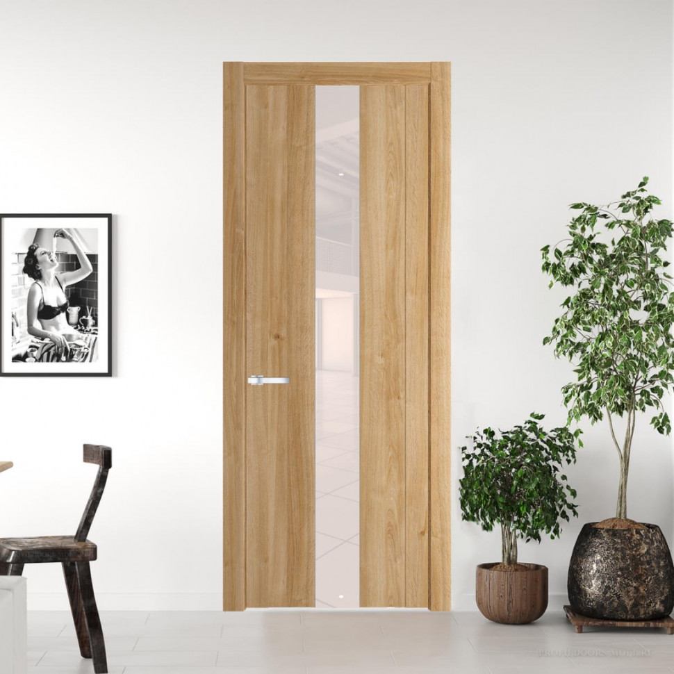 Межкомнатная дверь ProfilDoors 1.9 N Дуб Карамель с вставкой стекла перламутровый лак