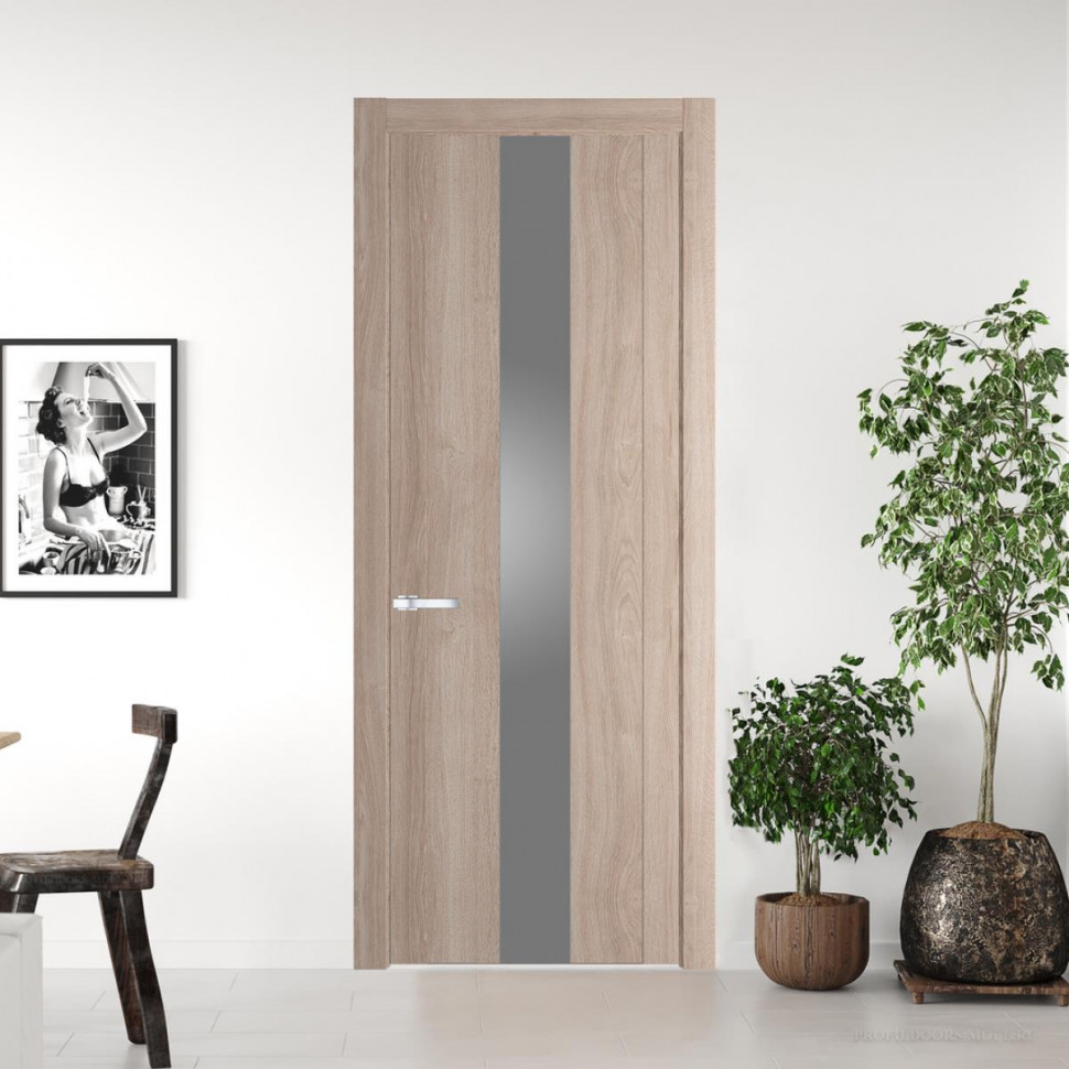 Межкомнатная дверь ProfilDoors 1.9 N Дуб Сонома с вставкой стекла серебро матлак
