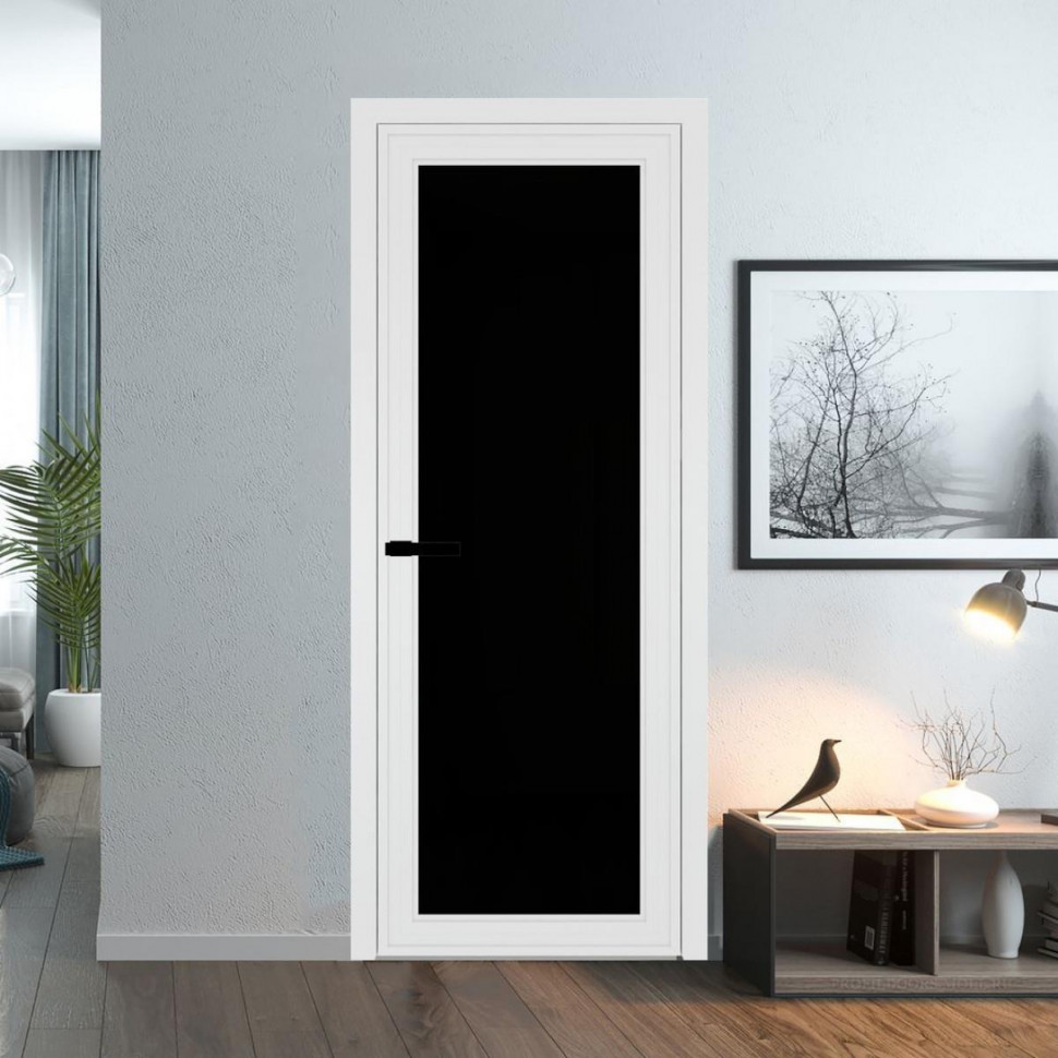 Межкомнатная дверь ProfilDoors 1 AGP Триплекс черный профиль Вайт Без рисунка