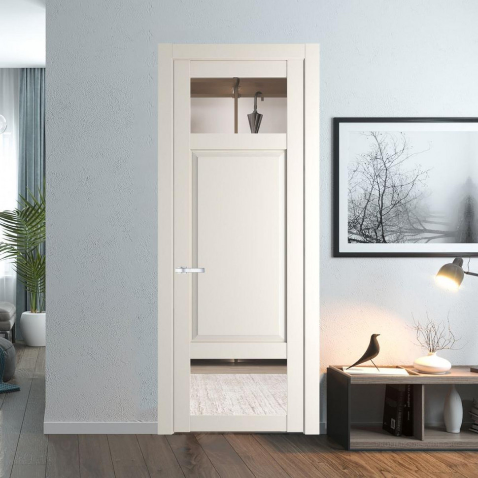 Межкомнатная дверь ProfilDoors 2.3.4 PD цвет Перламутр белый вставка Прозрачное