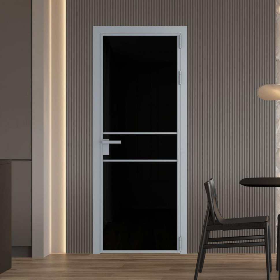 Межкомнатная дверь ProfilDoors 2 AG стекло Триплекс черный цвет профиля Серебро