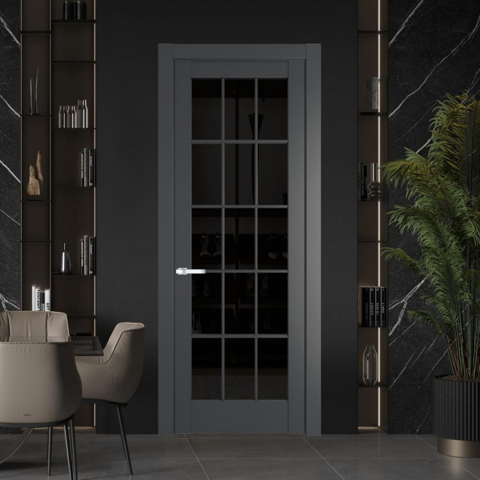 Межкомнатная дверь ProfilDoors 3.1.2 (р.15) PD цвет Графит вставка Черное тонированное