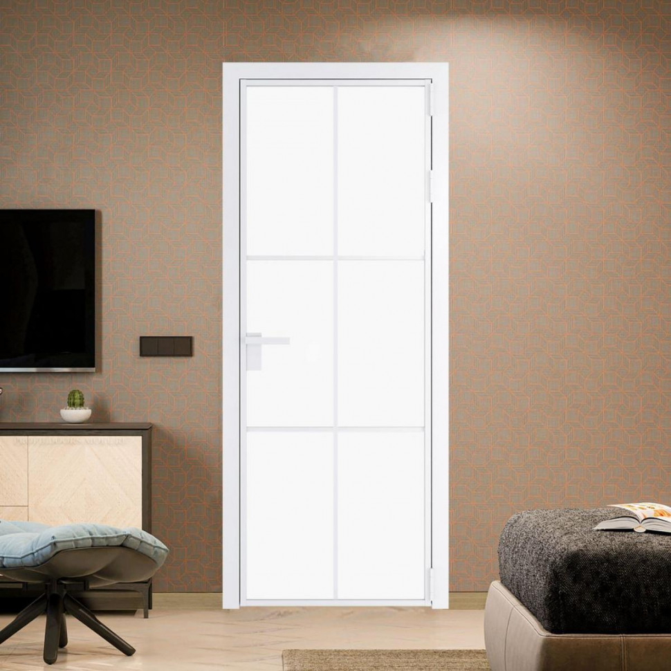 Межкомнатная дверь ProfilDoors 3 AG стекло Монохром белый просветленный триплекс цвет профиля Вайт