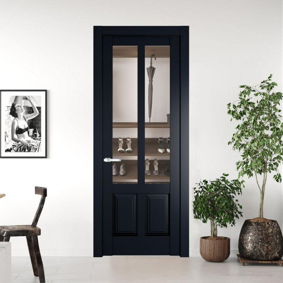 Межкомнатная дверь ProfilDoors 4.8.2 PD цвет Нэви Блу вставка Прозрачное
