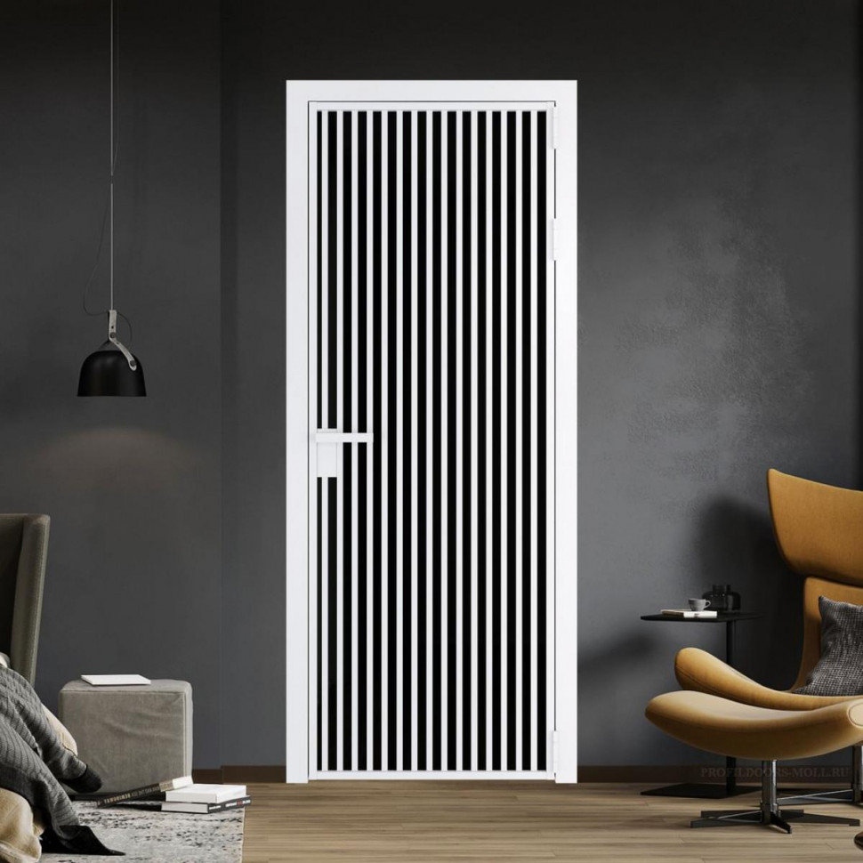 Межкомнатная дверь ProfilDoors 11 AG стекло Триплекс черный цвет профиля Вайт