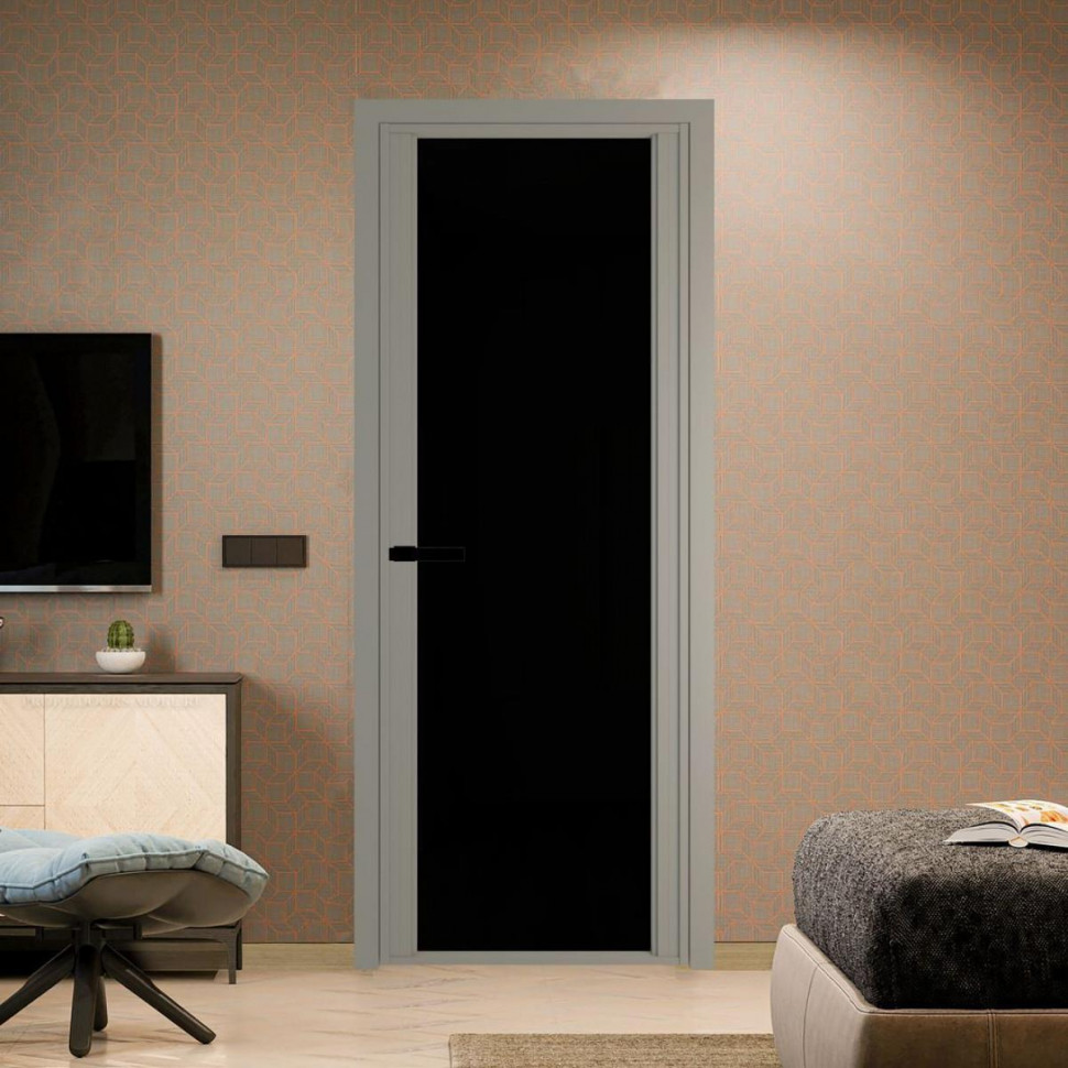 Межкомнатная дверь ProfilDoors 2 AGP Триплекс черный профиль Никель матовый
