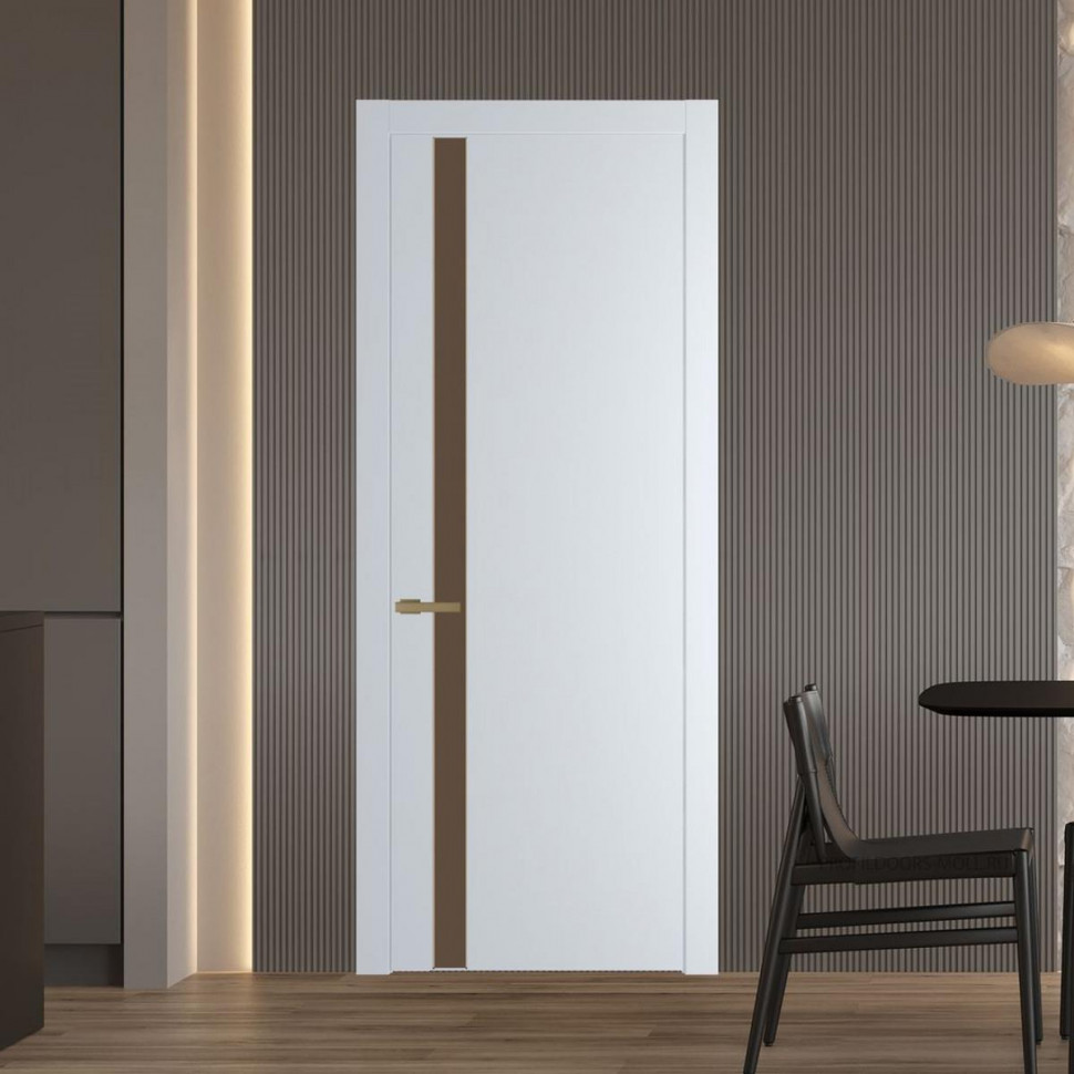 Межкомнатная дверь ProfilDoors 18 PW Вайт Монохром гляссе молдинг Золото
