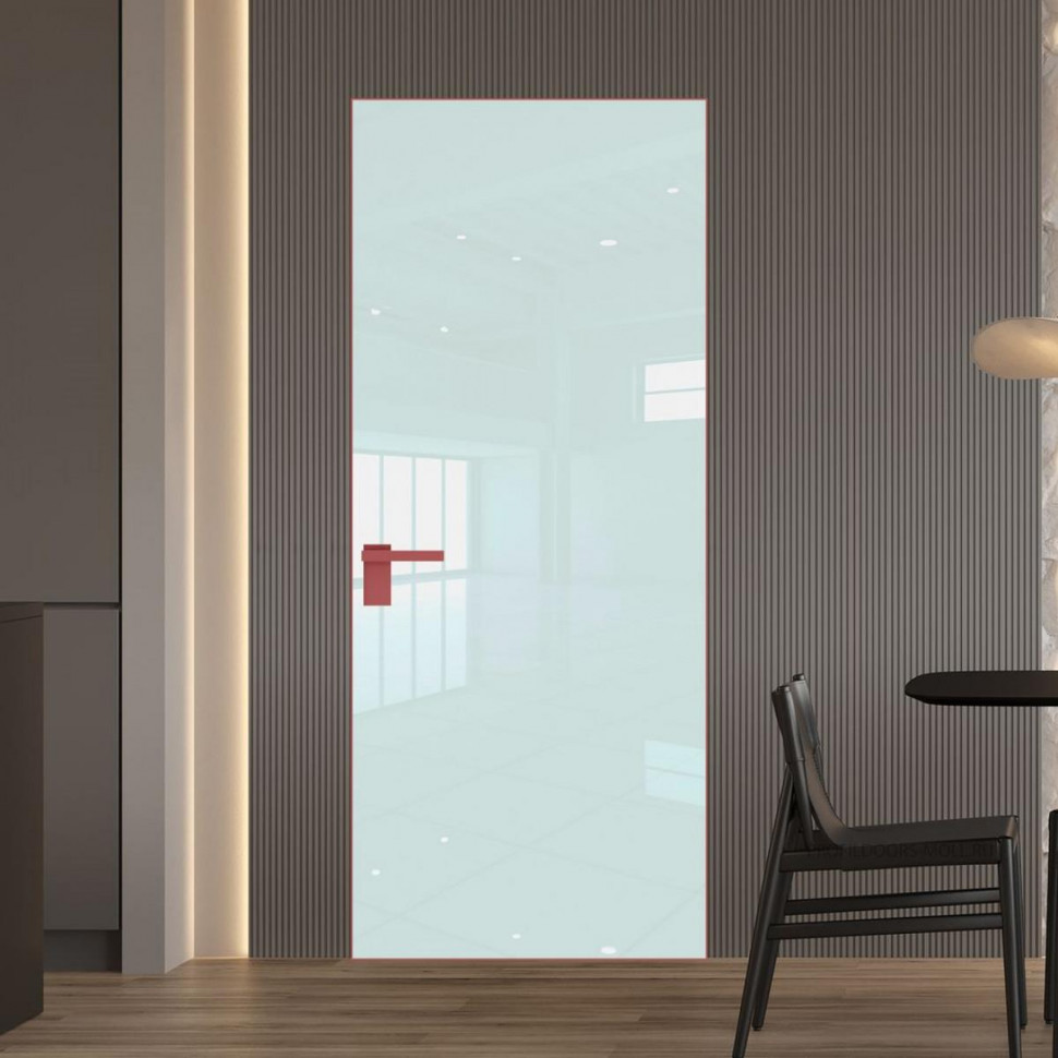 Межкомнатная дверь ProfilDoors 1 AGK цвет Lacobel Белый лак кромка Красный антрацит