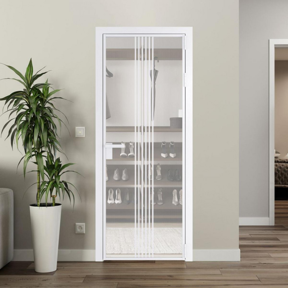 Межкомнатная дверь ProfilDoors 18 AG стекло Мору двухстороннее белое цвет профиля Вайт