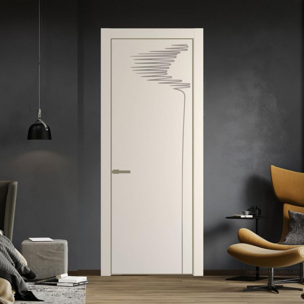 Межкомнатная дверь ProfilDoors 25 PA с фрезерованным рисунком Кремовая Магнолия с профилем Шампань