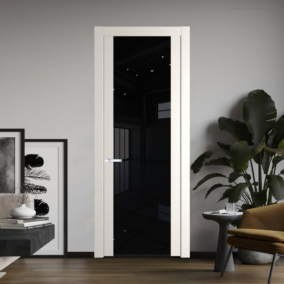 Межкомнатная дверь ProfilDoors 1.13P Перламутр белый Черный триплекс
