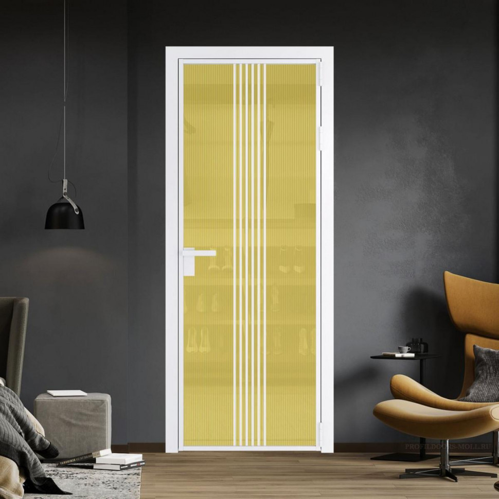 Межкомнатная дверь ProfilDoors 18 AG стекло Мору золото цвет профиля Вайт