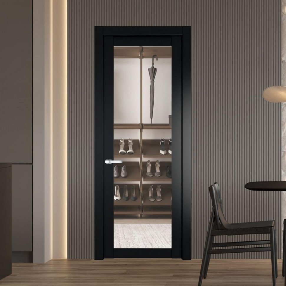 Межкомнатная дверь ProfilDoors 2.1.2 PD цвет Блэк вставка Прозрачное