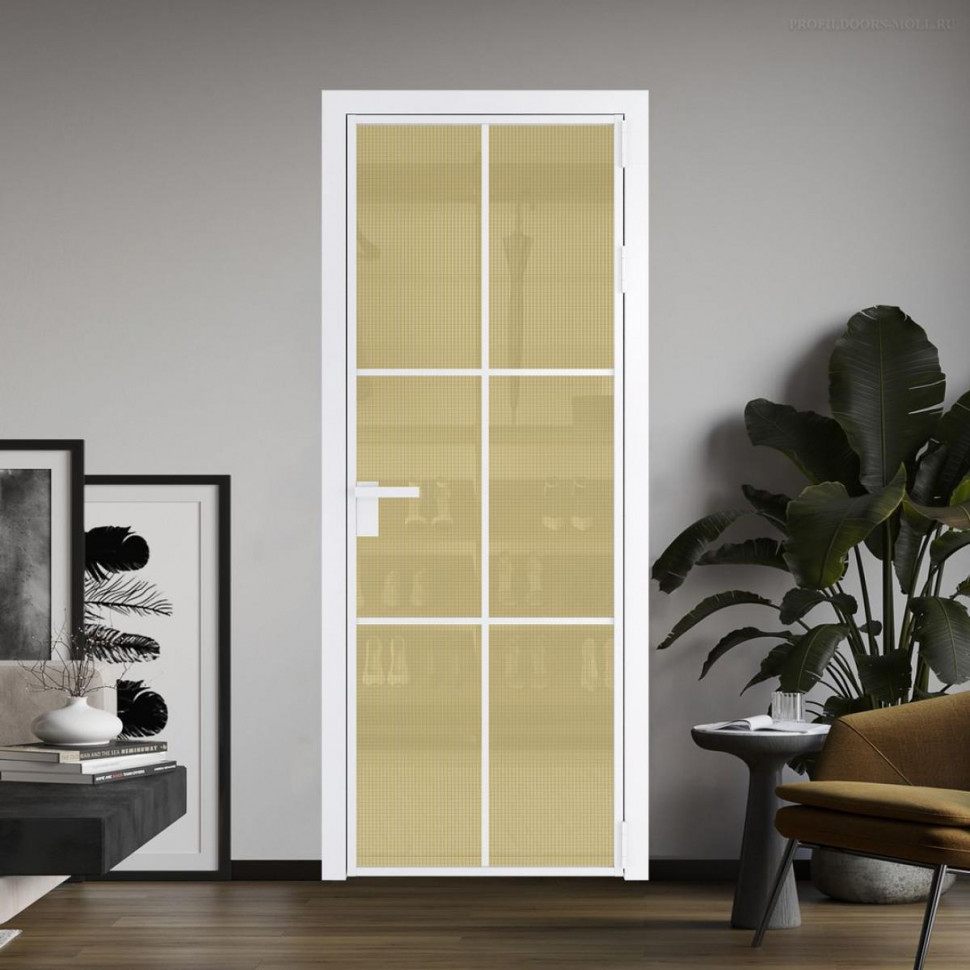 Межкомнатная дверь ProfilDoors 3 AG стекло Кризет золото цвет профиля Вайт