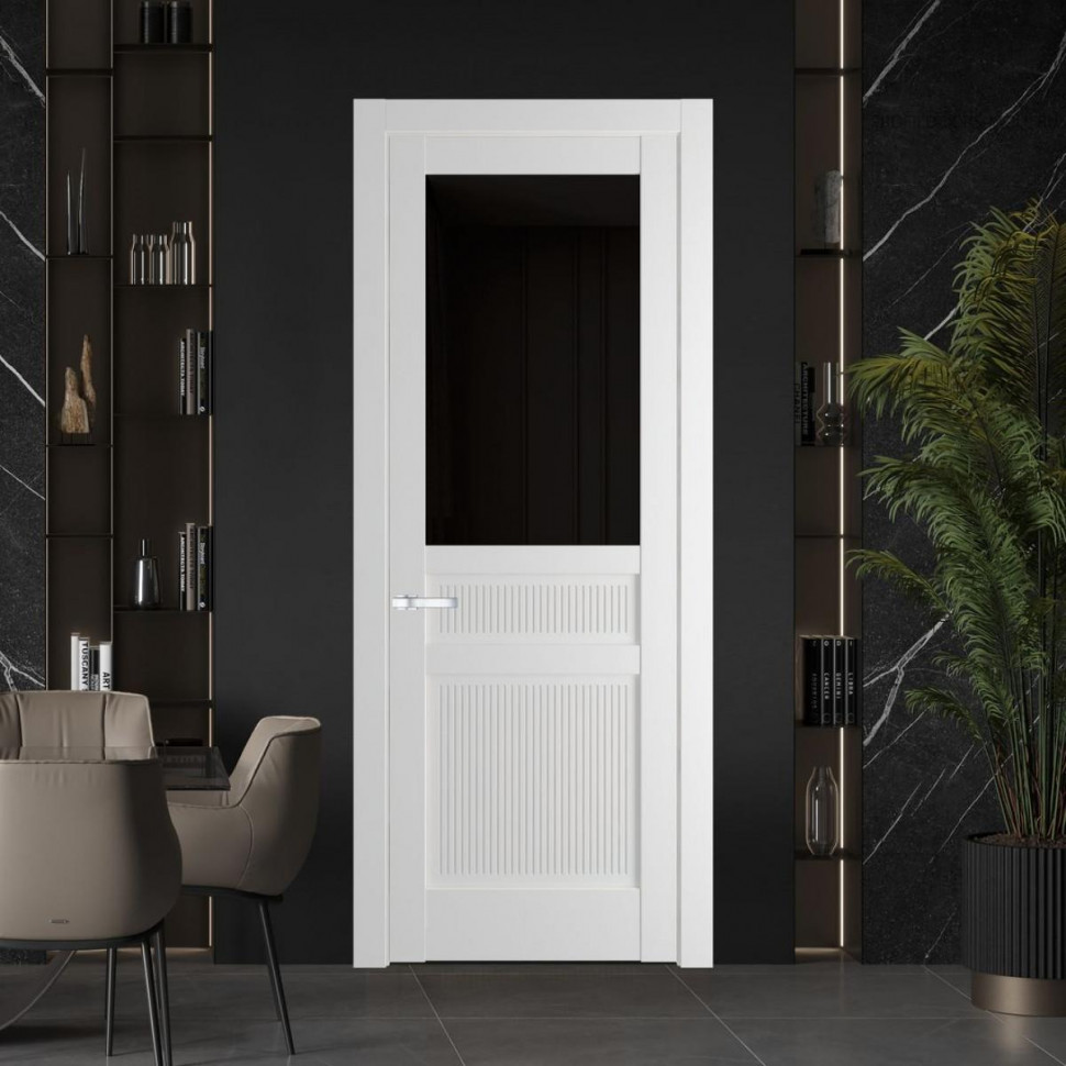 Межкомнатная дверь ProfilDoors 2.3.2PM Крем Вайт Черное тонированное