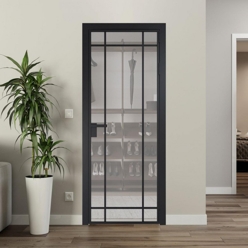 Межкомнатная дверь ProfilDoors 5 AG стекло Кризет цвет профиля Черный матовый