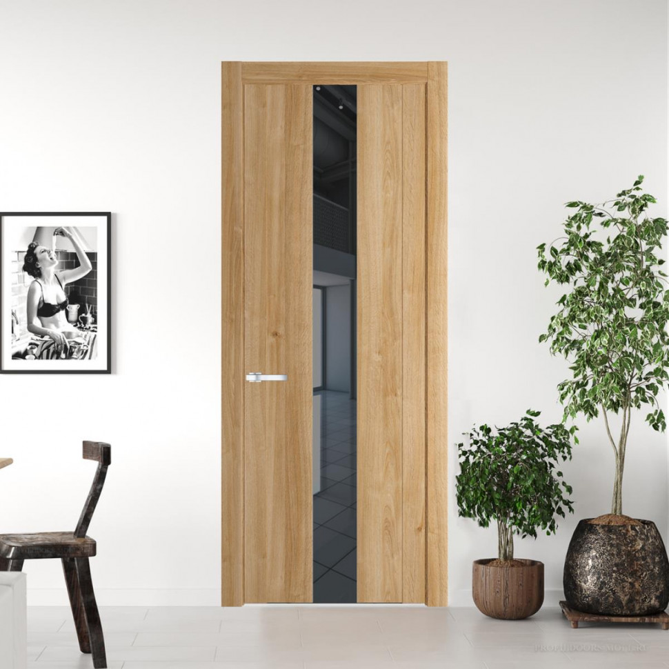Межкомнатная дверь ProfilDoors 1.9 N Дуб Карамель с вставкой стекла зеркало grey