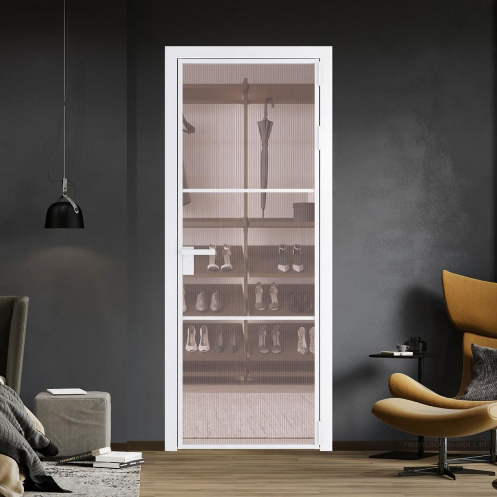 Межкомнатная дверь ProfilDoors 13 AG стекло Мору розовое цвет профиля Вайт