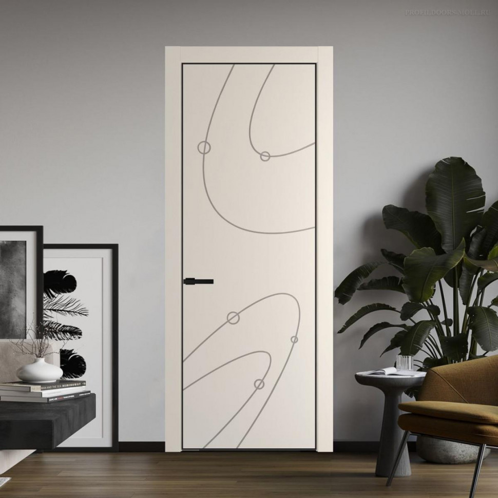 Межкомнатная дверь ProfilDoors 5 PA Кремовая Магнолия с профилем Черный