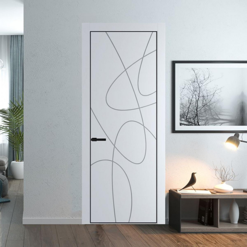 Межкомнатная дверь ProfilDoors 6 PA Вайт с профилем Черный