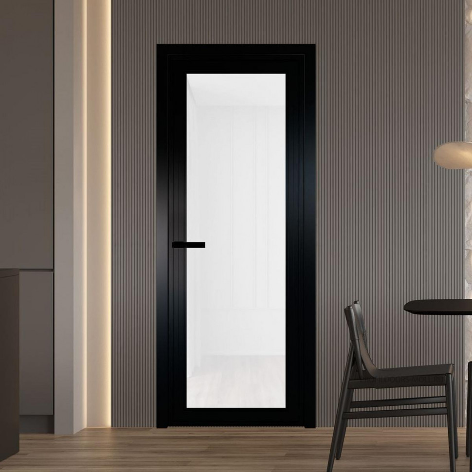 Межкомнатная дверь ProfilDoors 1 AGP Триплекс белый профиль Черный матовый Без рисунка