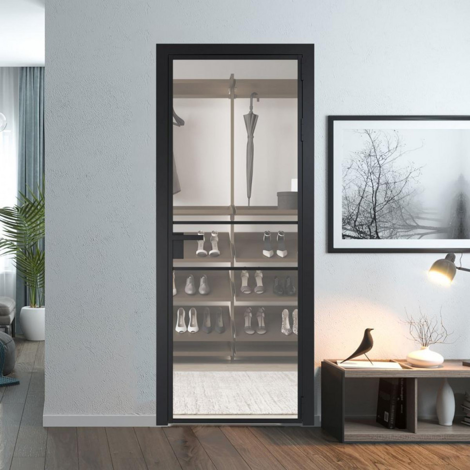 Межкомнатная дверь ProfilDoors 2 AG стекло Комфорт нейтрал цвет профиля Черный матовый
