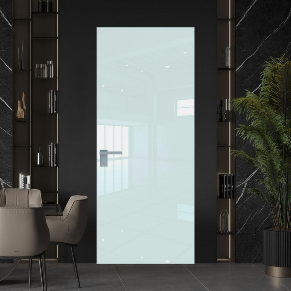 Межкомнатная дверь ProfilDoors 1 AGK цвет Lacobel Белый лак кромка Серебро