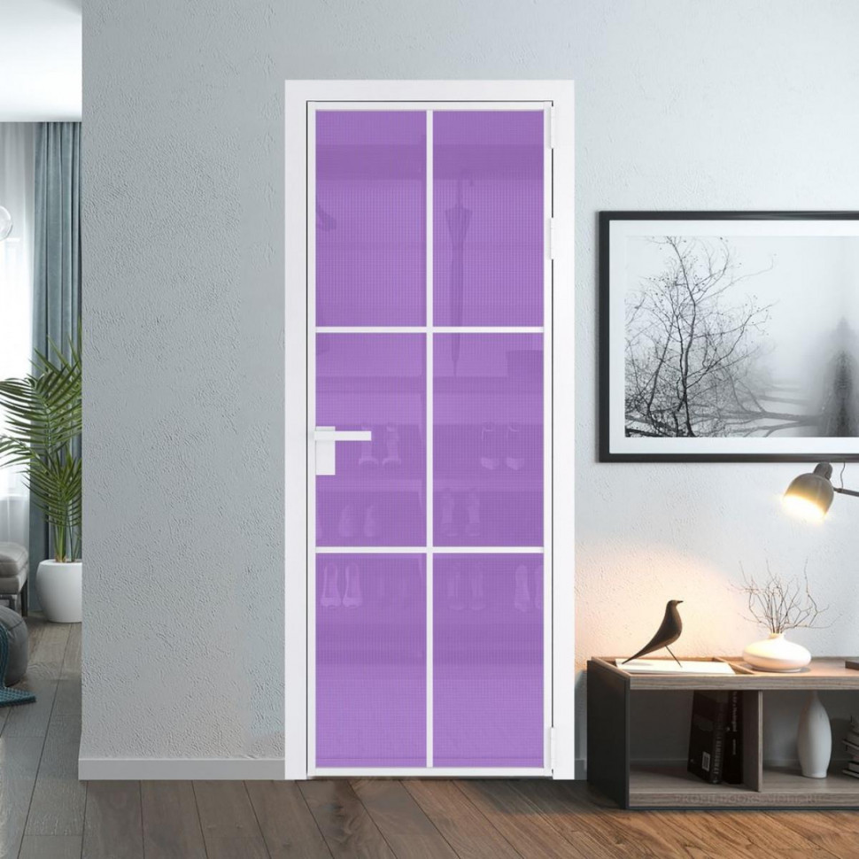 Межкомнатная дверь ProfilDoors 3 AG стекло Кризет фиолетовое цвет профиля Вайт