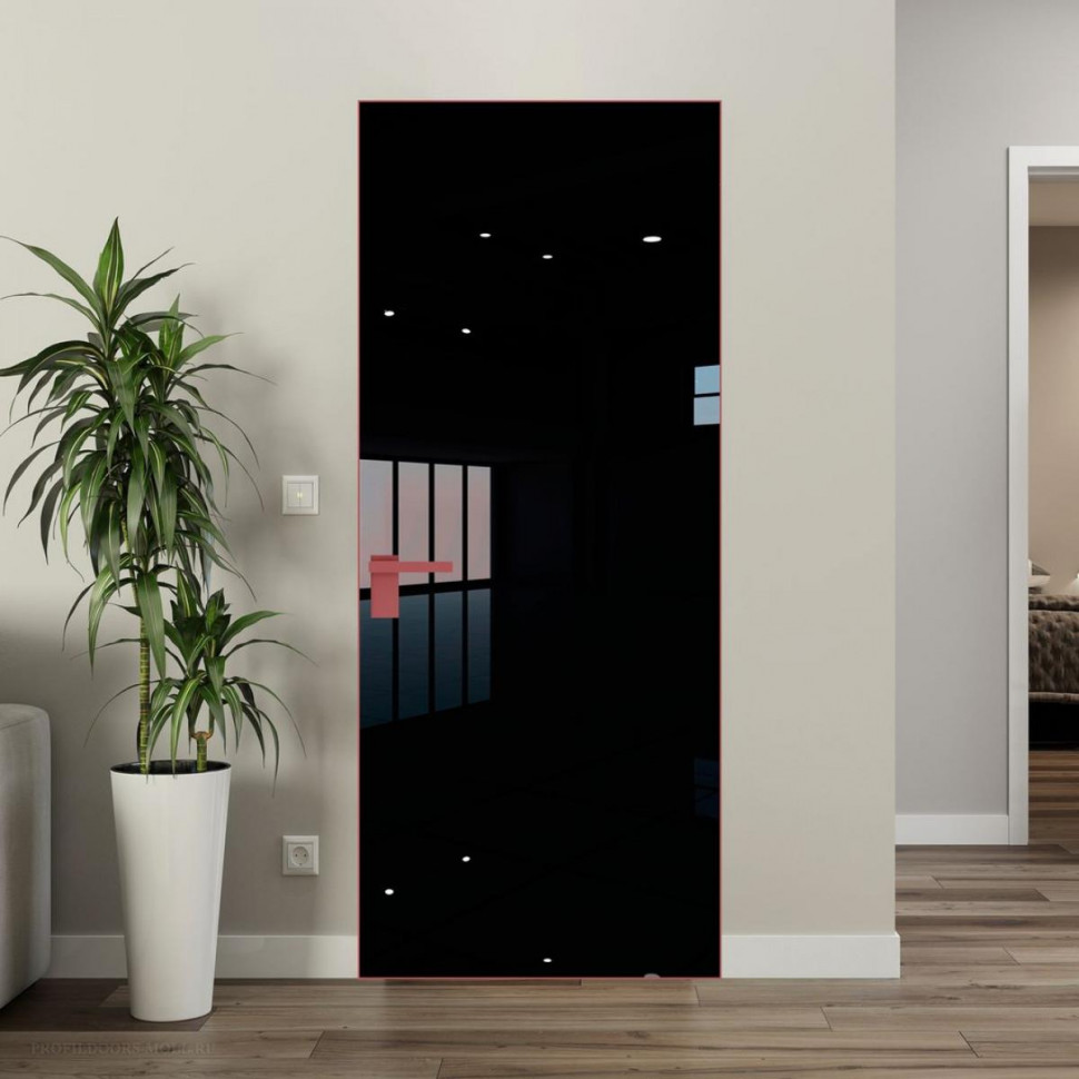 Межкомнатная дверь ProfilDoors 1 AGK цвет Lacobel Черный лак кромка Красный антрацит