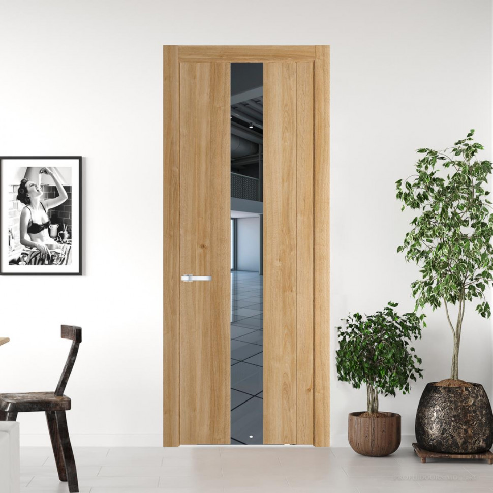 Межкомнатная дверь ProfilDoors 1.9 N Дуб Карамель с вставкой стекла зеркало