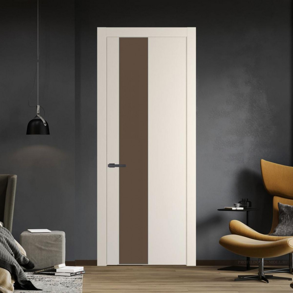 Межкомнатная дверь ProfilDoors 19 PW Кремовая Магнолия Монохром гляссе молдинг Серая ночь