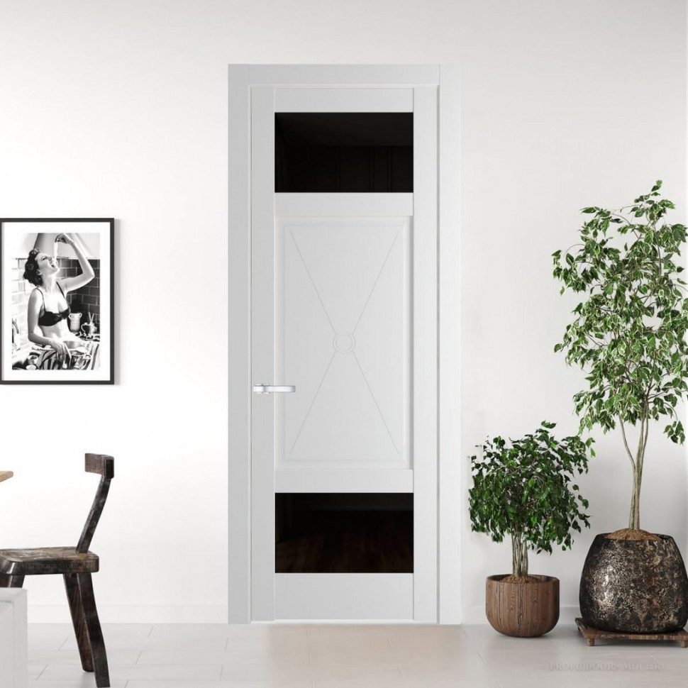 Межкомнатная дверь ProfilDoors 1.3.2PM Крем Вайт Черное тонированное