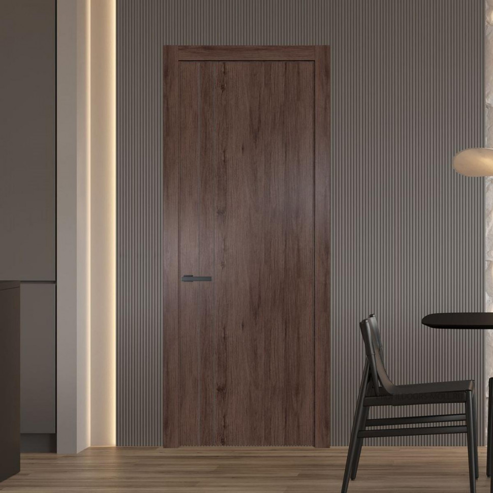 Межкомнатная дверь ProfilDoors 12 NW Дуб Тобакко молдинг Серая ночь Глухая