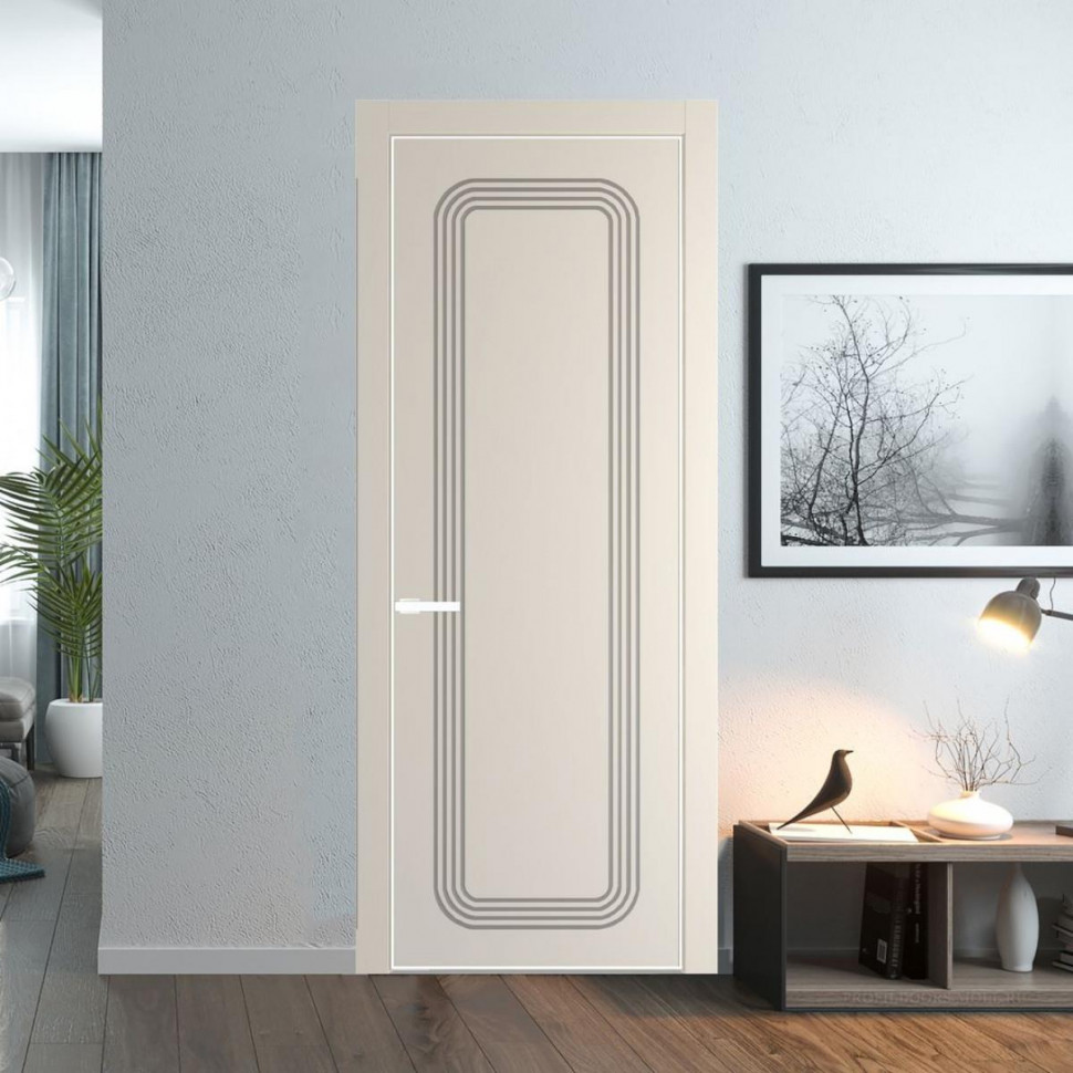 Межкомнатная дверь ProfilDoors 34 PA с фрезерованным рисунком Кремовая Магнолия с профилем Вайт
