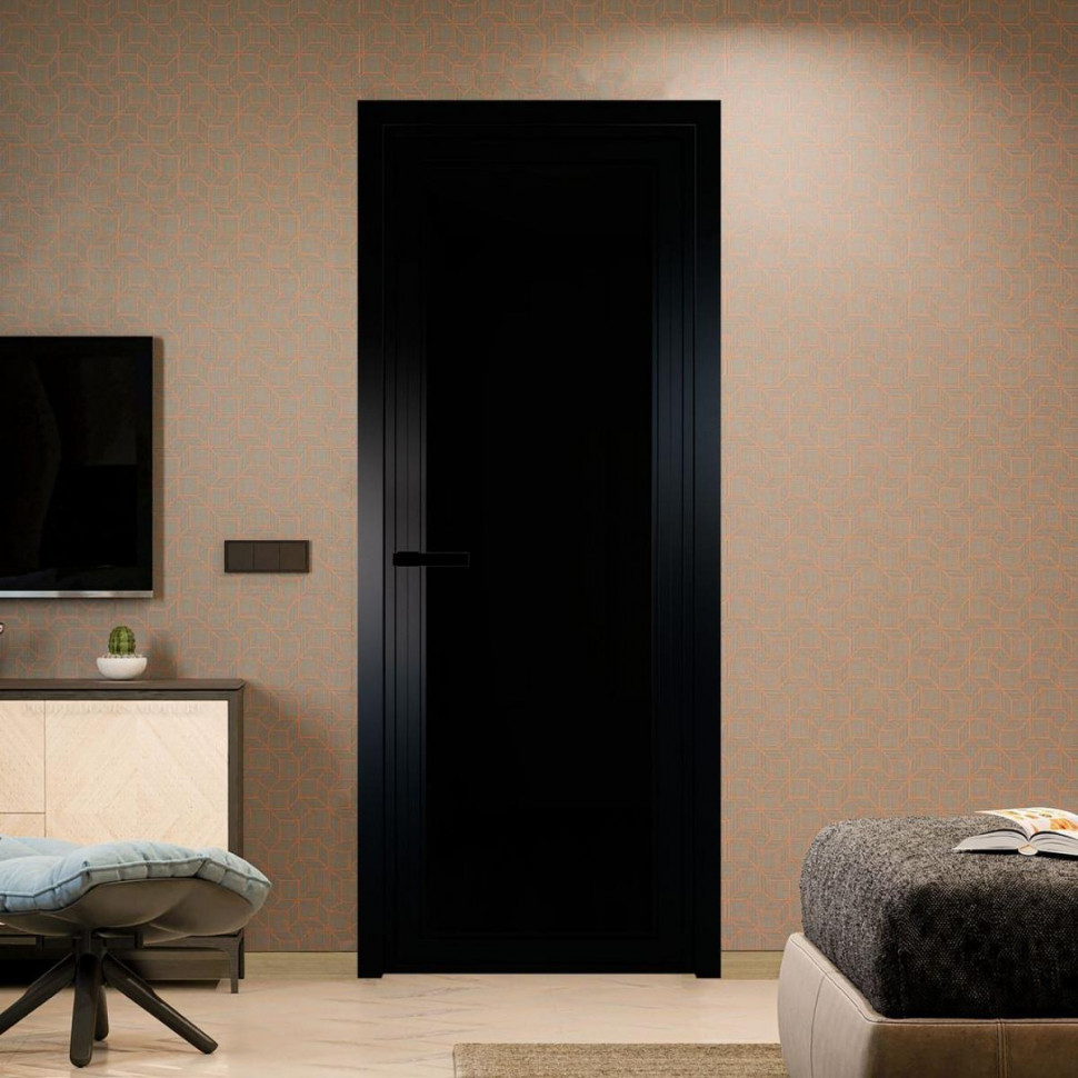 Межкомнатная дверь ProfilDoors 1 AGP Триплекс черный профиль Черный матовый Без рисунка