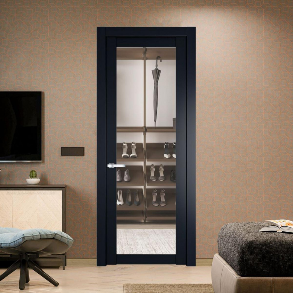 Межкомнатная дверь ProfilDoors 2.1.2 PD цвет Нэви Блу вставка Прозрачное