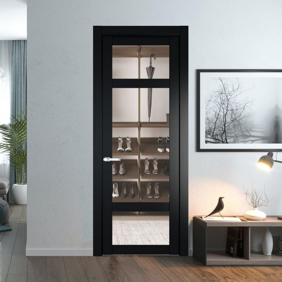 Межкомнатная дверь ProfilDoors 2.3.2 PD цвет Блэк вставка Прозрачное