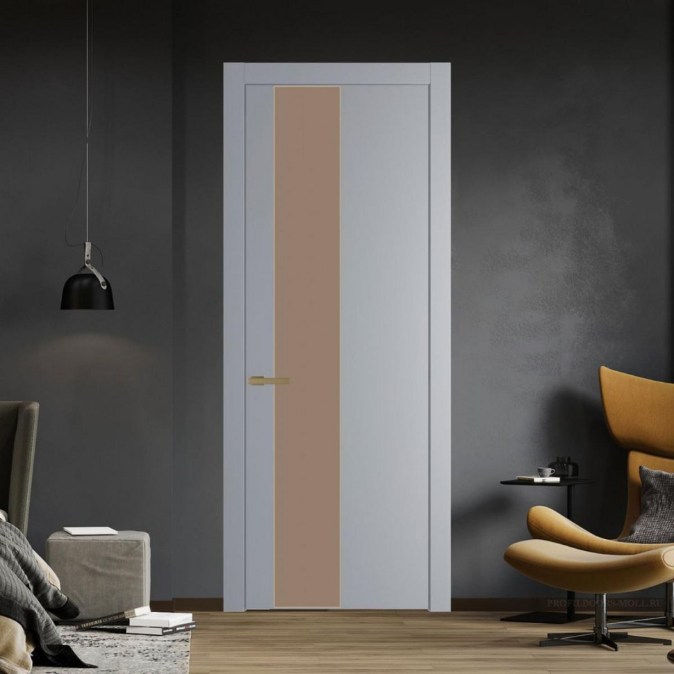 Межкомнатная дверь ProfilDoors 19 PW Смоки Монохром капучино молдинг Золото