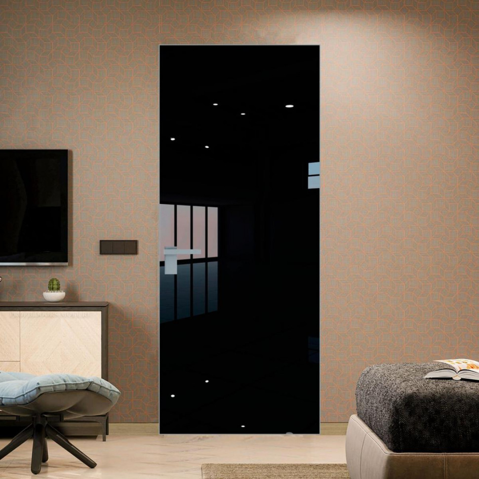 Межкомнатная дверь ProfilDoors 1 AGK цвет Lacobel Черный лак кромка Серебро