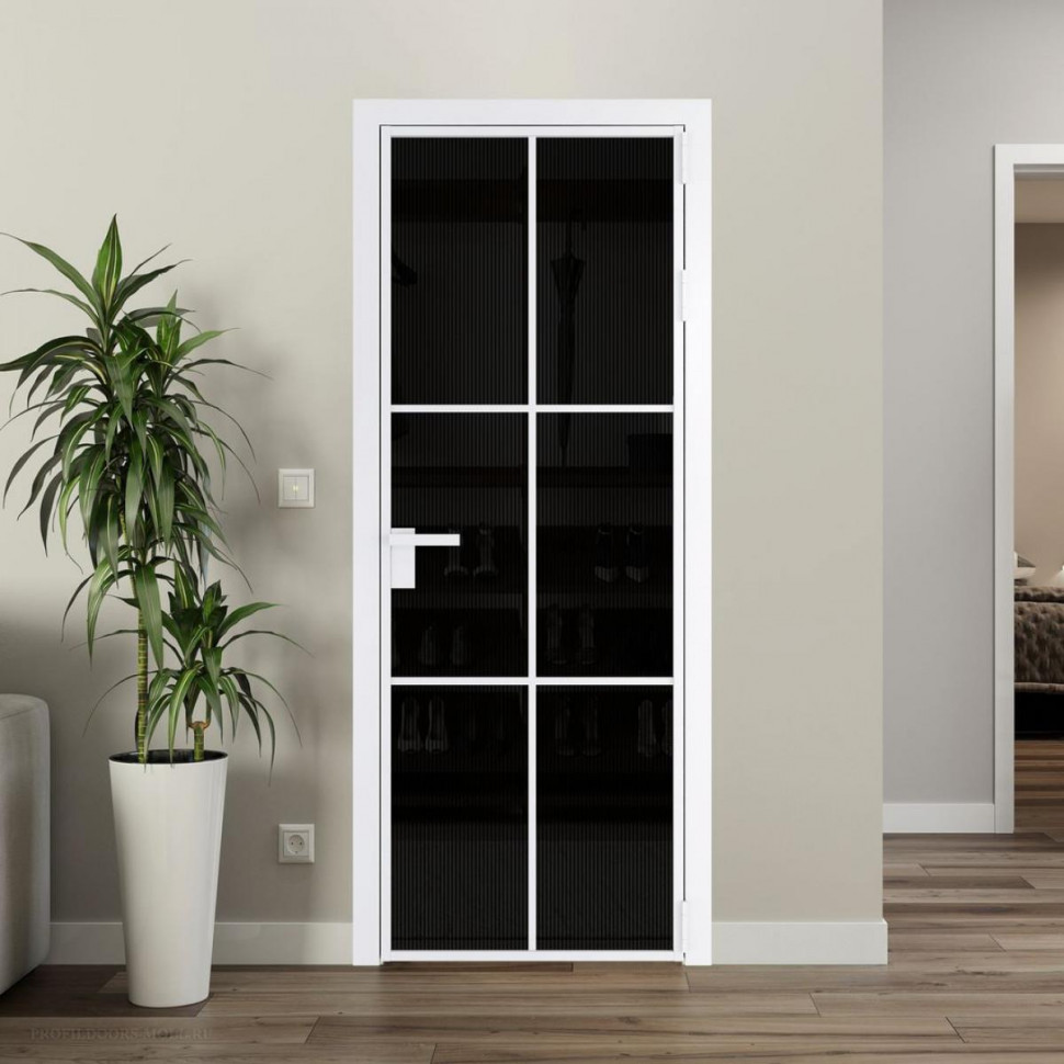 Межкомнатная дверь ProfilDoors 3 AG стекло Мору двухстороннее черное цвет профиля Вайт