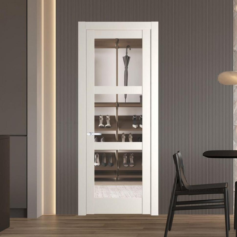 Межкомнатная дверь ProfilDoors 4.6.2 PD цвет Перламутр белый вставка Прозрачное