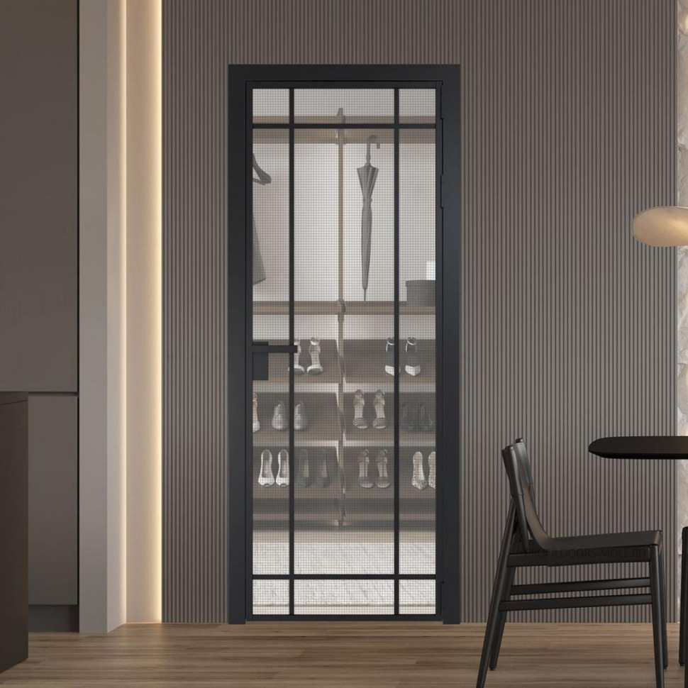 Межкомнатная дверь ProfilDoors 5 AG стекло Рэте цвет профиля Черный матовый