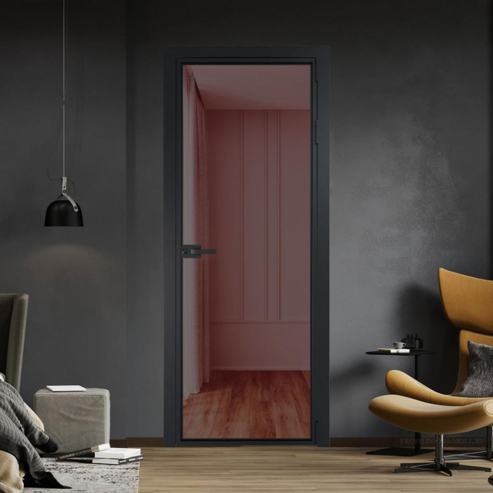 Межкомнатная дверь ProfilDoors 1 AX Золотистая бронза профиль Черный матовый