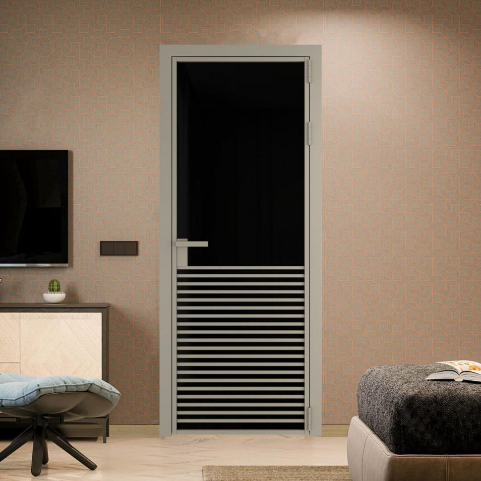 Межкомнатная дверь ProfilDoors 16 AG стекло Триплекс черный цвет профиля Никель матовый