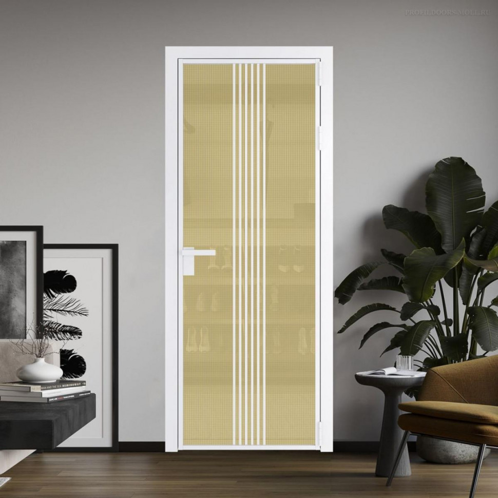 Межкомнатная дверь ProfilDoors 18 AG стекло Кризет золото цвет профиля Вайт