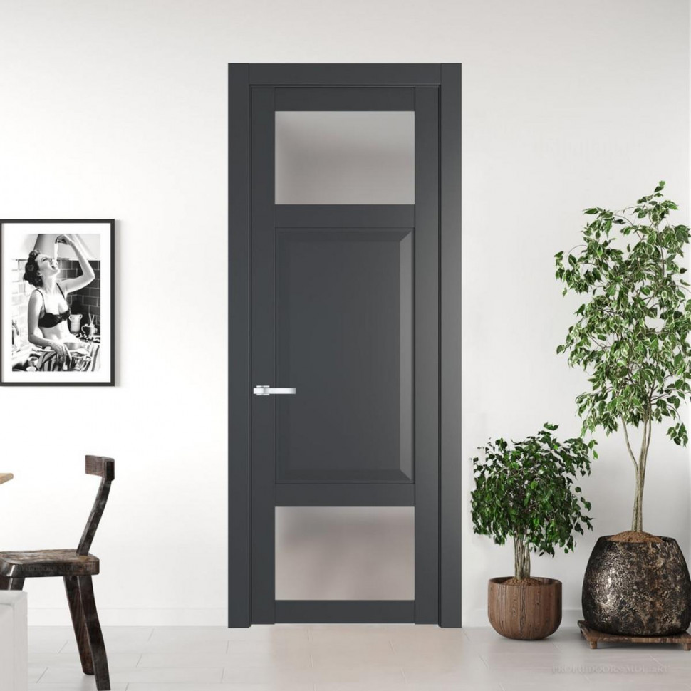 Межкомнатная дверь ProfilDoors 1.3.4 PD цвет Графит вставка Матовое