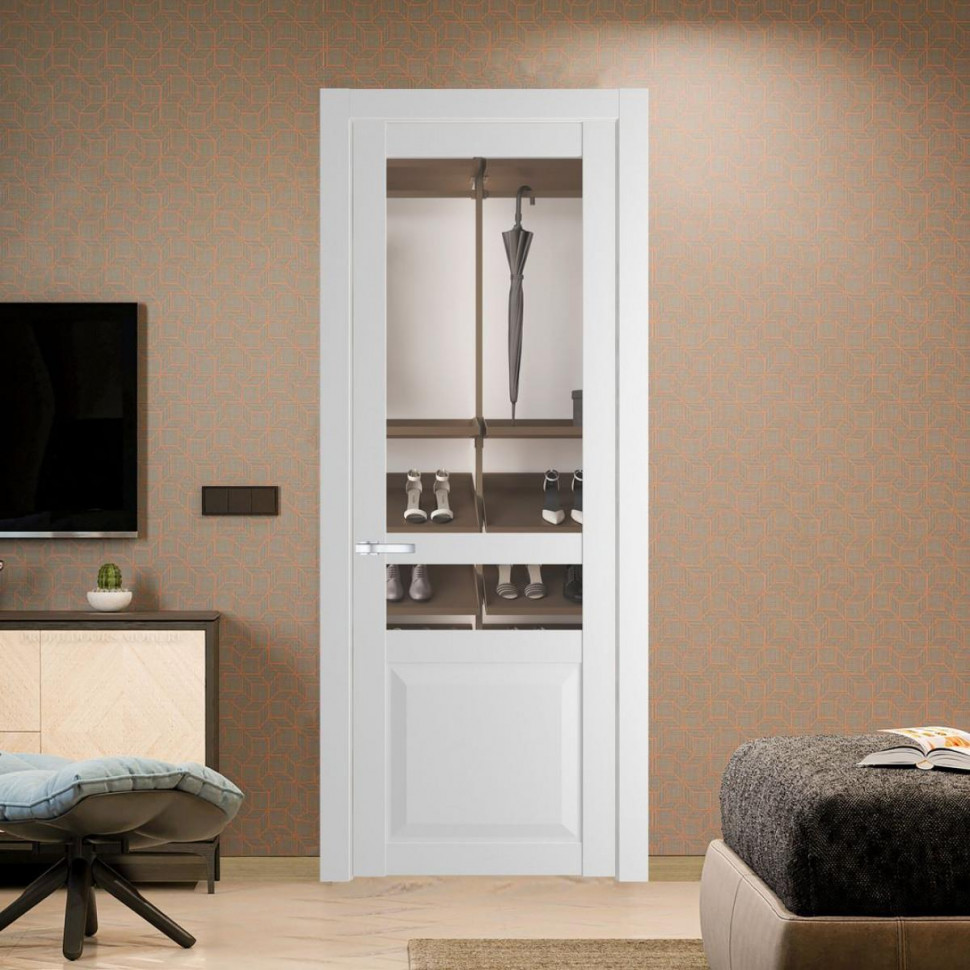 Межкомнатная дверь ProfilDoors 1.5.4 PD цвет Крем Вайт вставка Прозрачное