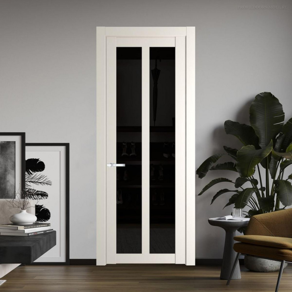 Межкомнатная дверь ProfilDoors 2.7.2 PD цвет Перламутр белый вставка Черное тонированное