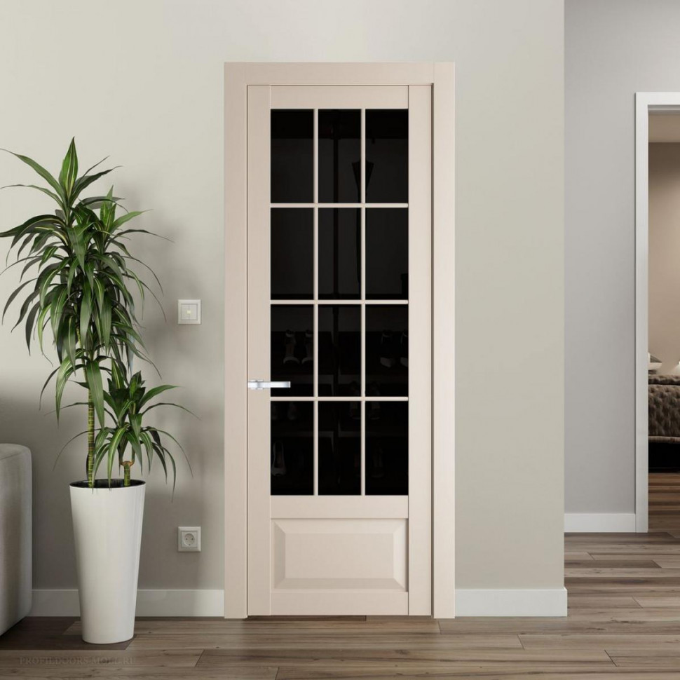 Межкомнатная дверь ProfilDoors 1.2.2 (р.12) PD цвет Кремовая Магнолия вставка Черное тонированное