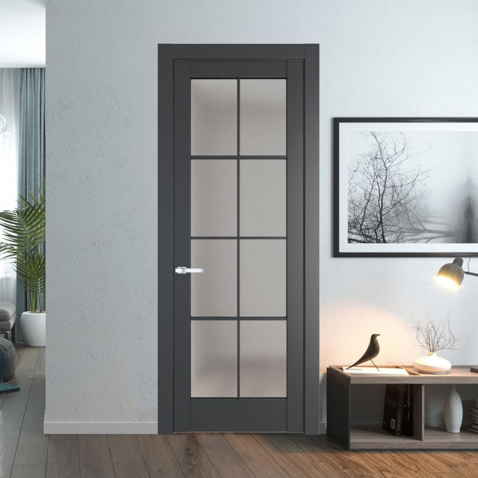 Межкомнатная дверь ProfilDoors 4.1.2 (р.8) PD цвет Графит вставка Матовое